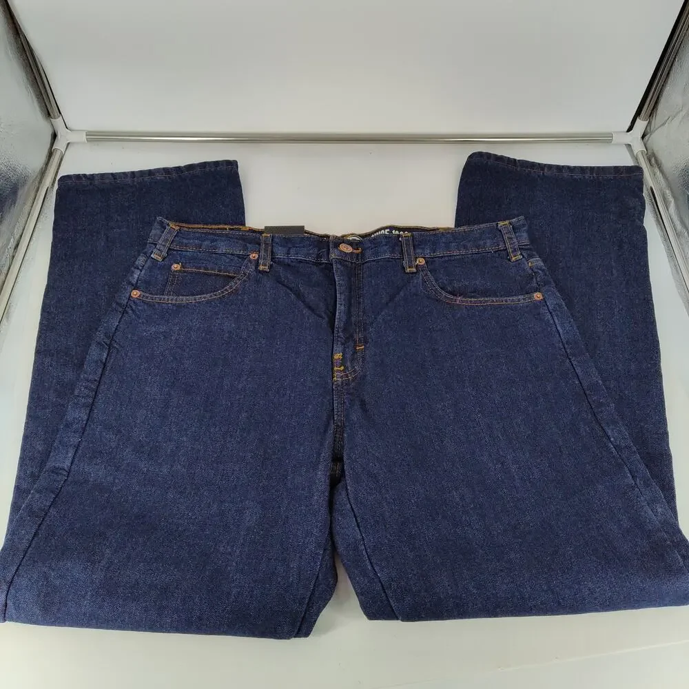 Dickies Flannel Lined Relaxed Fit Straight Leg Jeans 5-Pocket Dark Wash Blue NWT - Picture 6 of 11